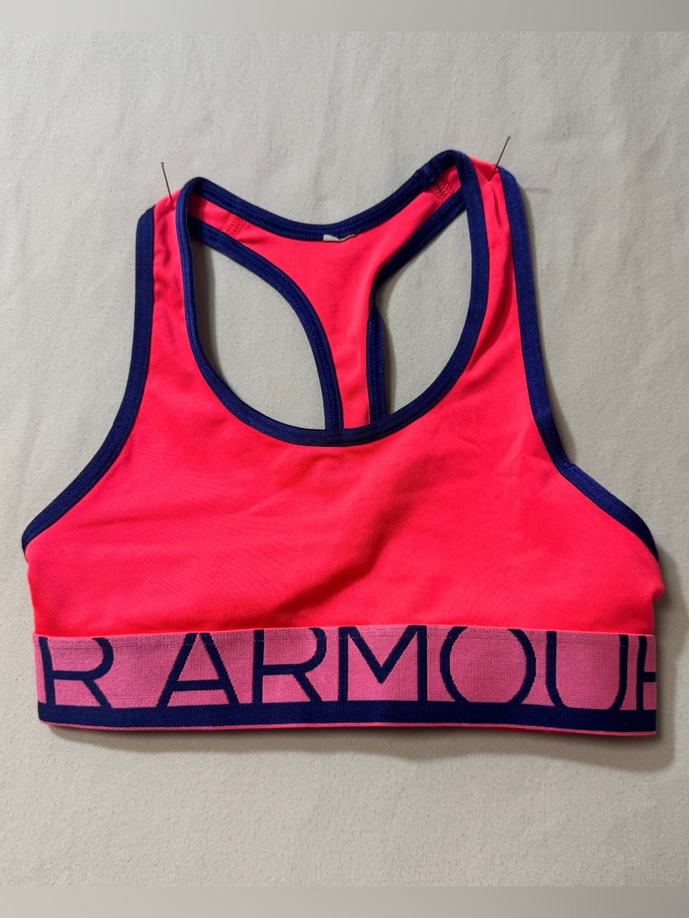 Under Armour Girl’s Sports Bra 5-8 Small Cross Back Neon Orange Gymnastics Dance